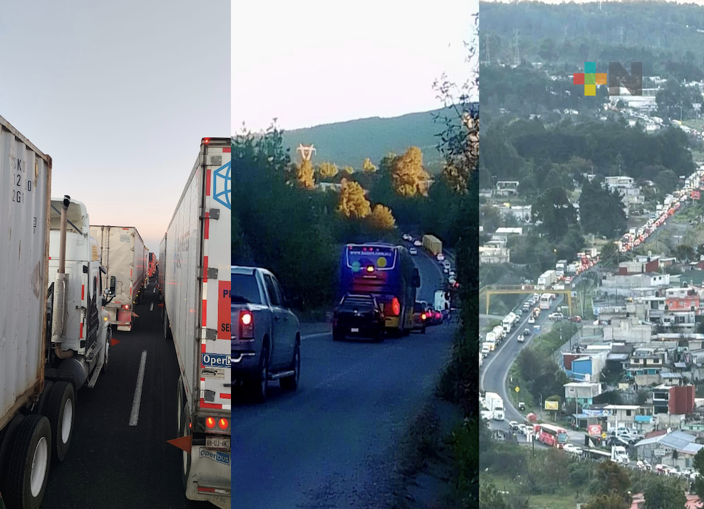 Intensa carga vehicular en autopista Perote – Xalapa por accidente en Puebla